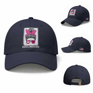 Bowling Mom Life Baseball Cap Funny Bowler Gift TS12 Baseball Cap Universal Fit Navy Print Your Wear