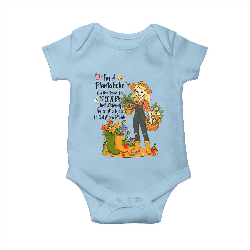 Plantaholic Baby Onesie Im On My Way To Get More Plants TS12 Light Blue Print Your Wear