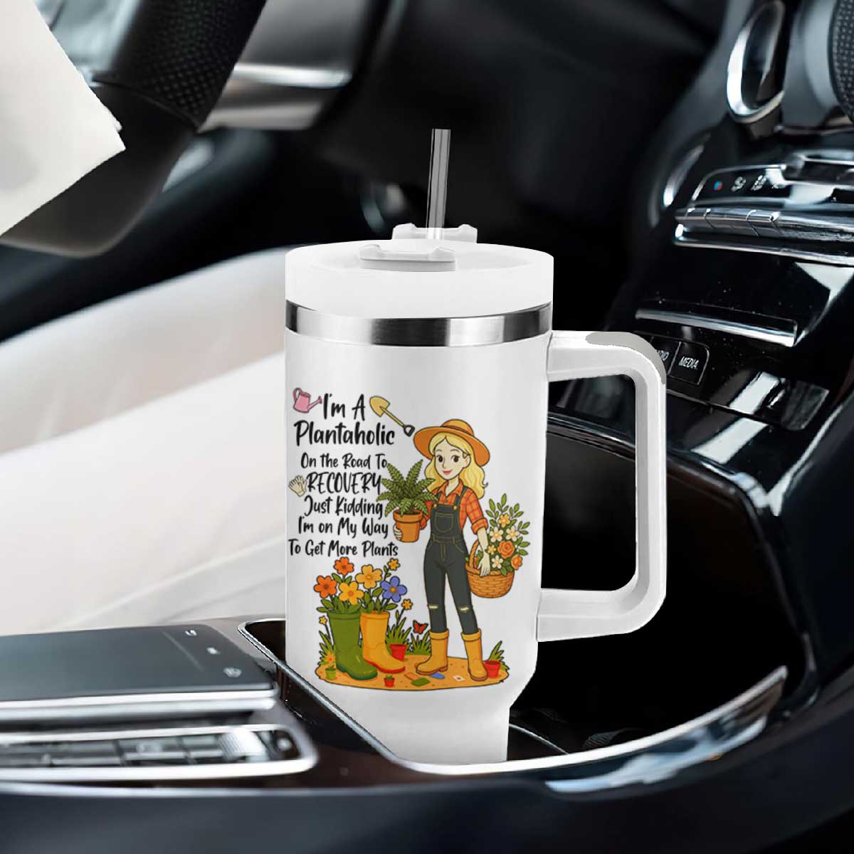 Plantaholic Tumbler With Handle Im On My Way To Get More Plants TS12 Print Your Wear