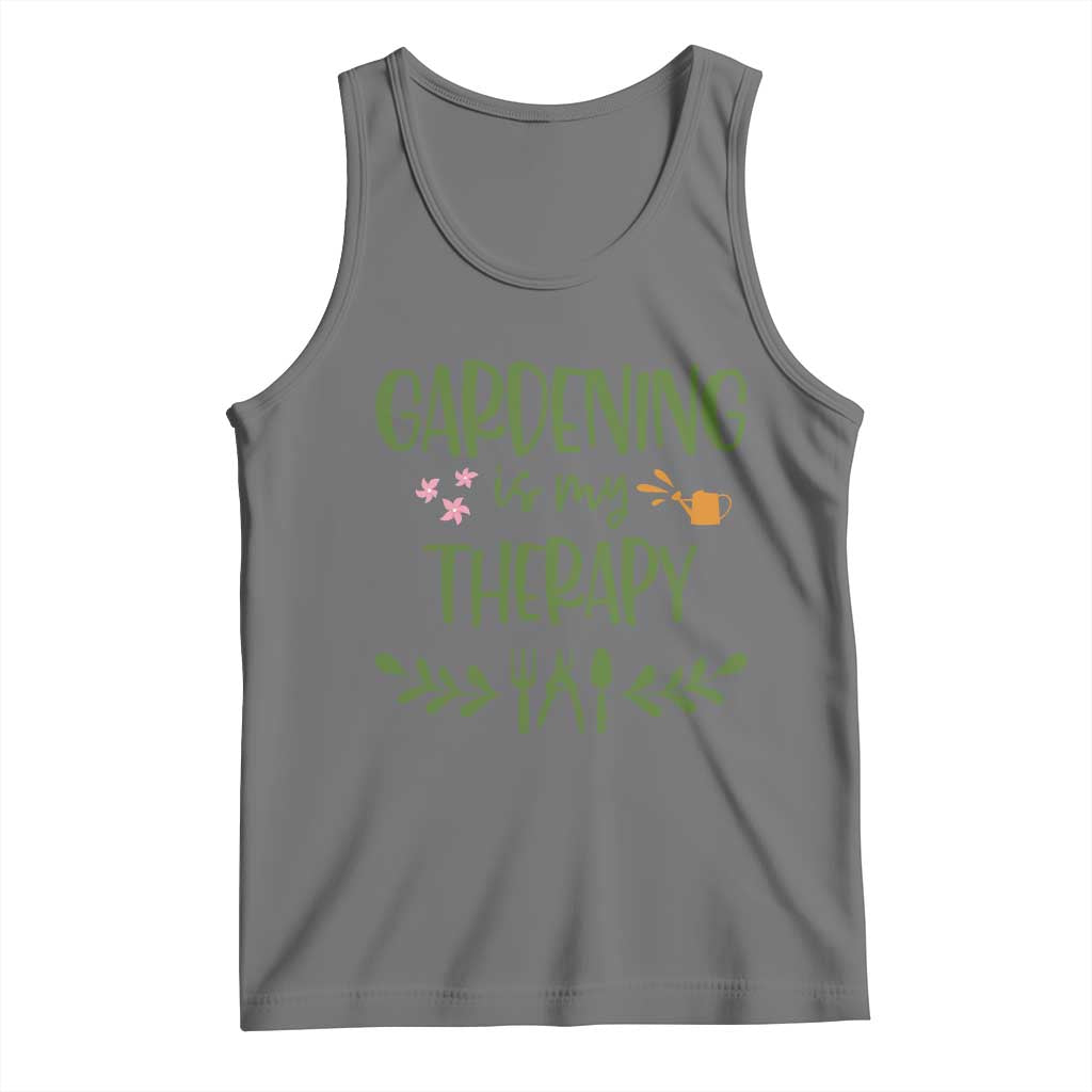 Gardening Is My Therapy Tank Top Funny Plant Lover TS12 Black Heather Print Your Wear