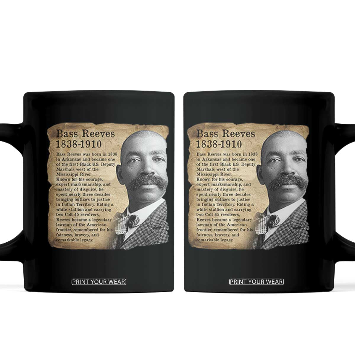 Vintage Newspaper Bass Reeves Wild West Coffee Mug Legendary Black US Deputy Marshal History