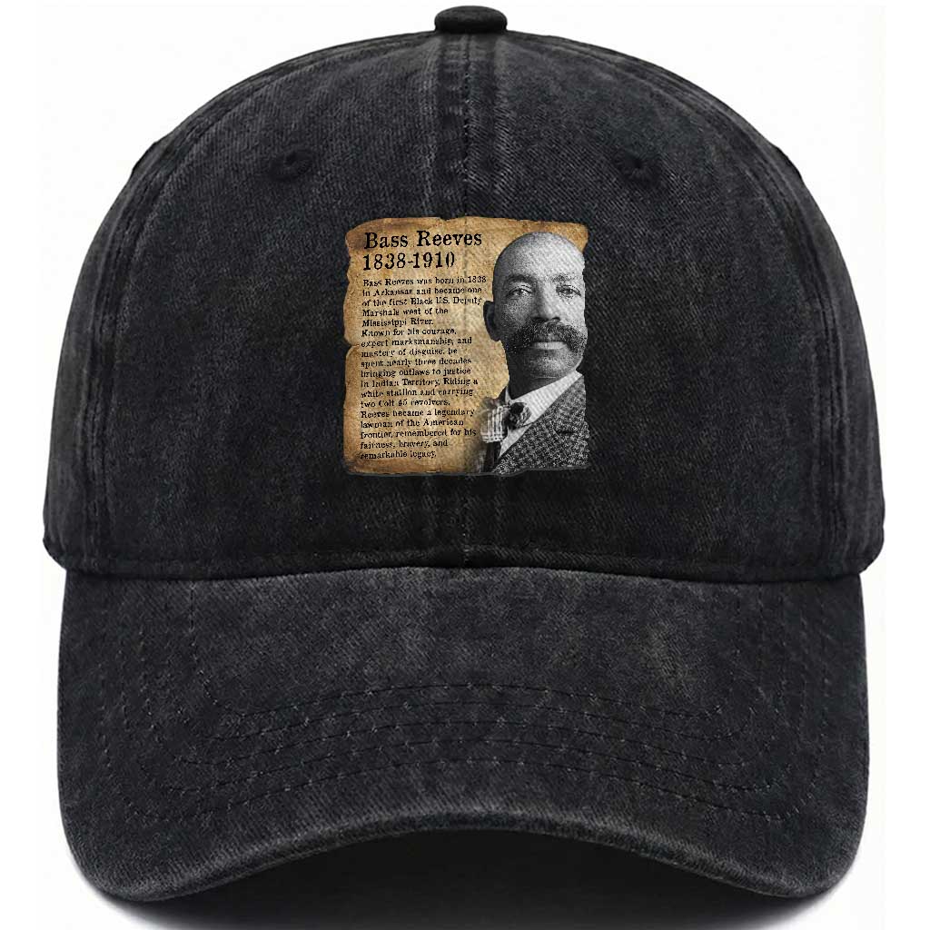 Vintage Newspaper Bass Reeves Wild West Washed Cotton Baseball Cap Legendary Black US Deputy Marshal History