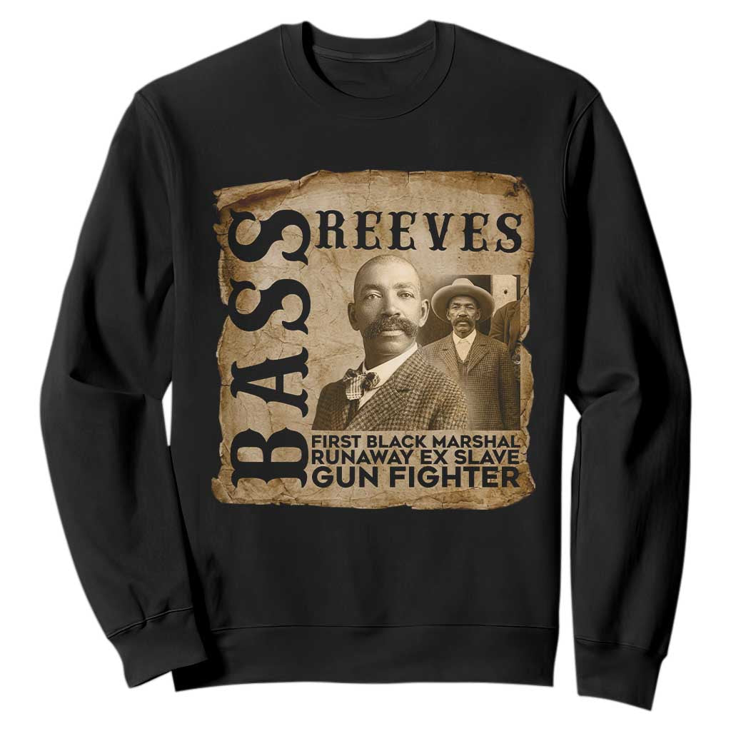 Vintage Newspaper Bass Reeves First Black Deputy US Marshal Sweatshirt Gun Fighter Wild West History