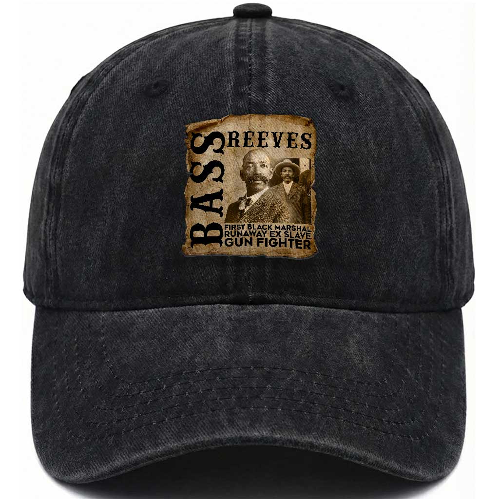 Vintage Newspaper Bass Reeves First Black Deputy US Marshal Washed Cotton Baseball Cap Gun Fighter Wild West History