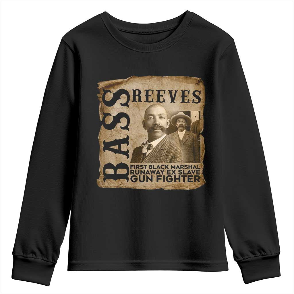 Vintage Newspaper Bass Reeves First Black Deputy US Marshal Youth Sweatshirt Gun Fighter Wild West History