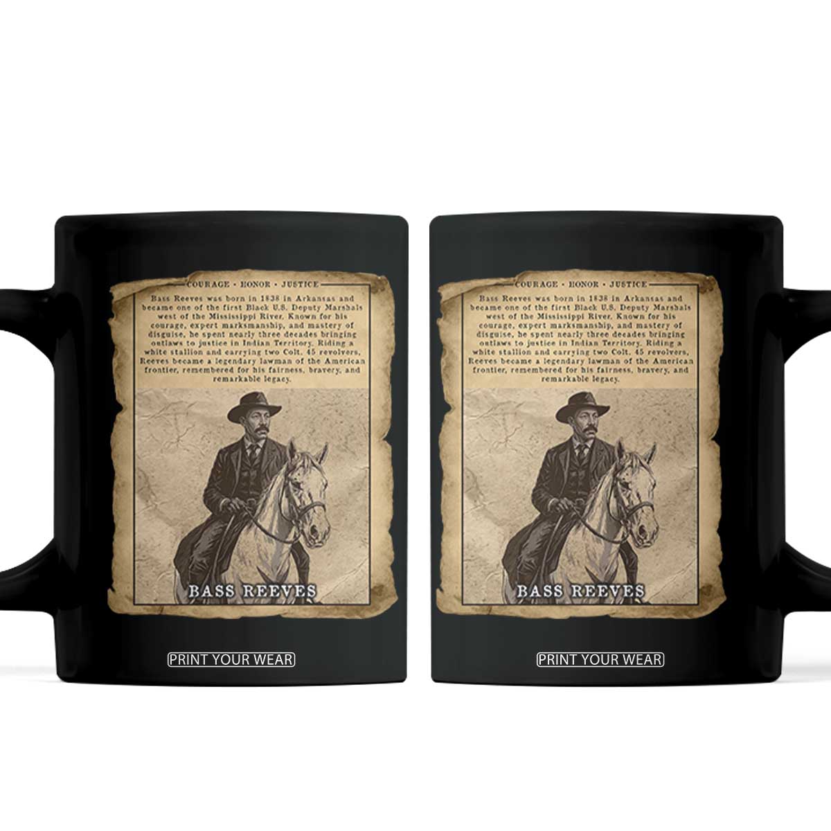 Vintage Newspaper Bass Reeves US Marshal Coffee Mug Legendary Black Deputy Wild West History
