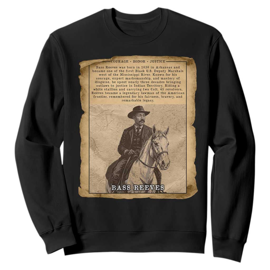 Vintage Newspaper Bass Reeves US Marshal Sweatshirt Legendary Black Deputy Wild West History