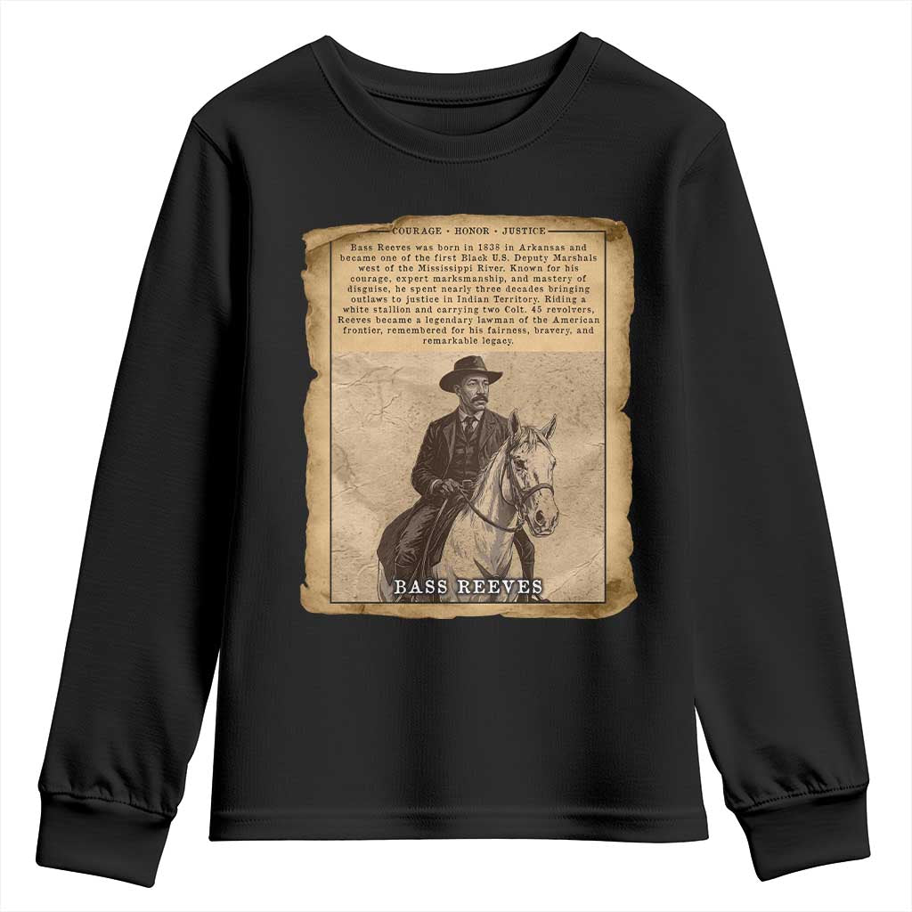 Vintage Newspaper Bass Reeves US Marshal Youth Sweatshirt Legendary Black Deputy Wild West History