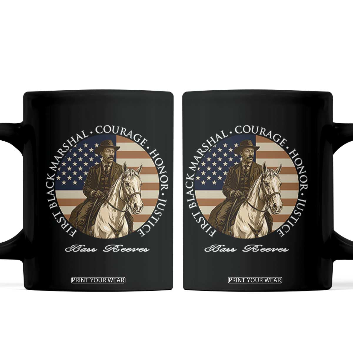 Bass Reeves Deputy US Marshal Coffee Mug Black History American Flag Western Frontier Lawman