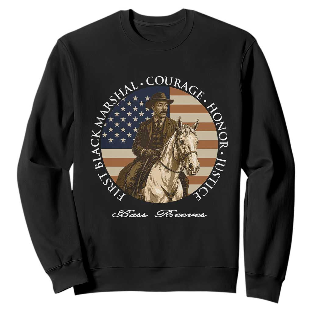 Bass Reeves Deputy US Marshal Sweatshirt Black History American Flag Western Frontier Lawman