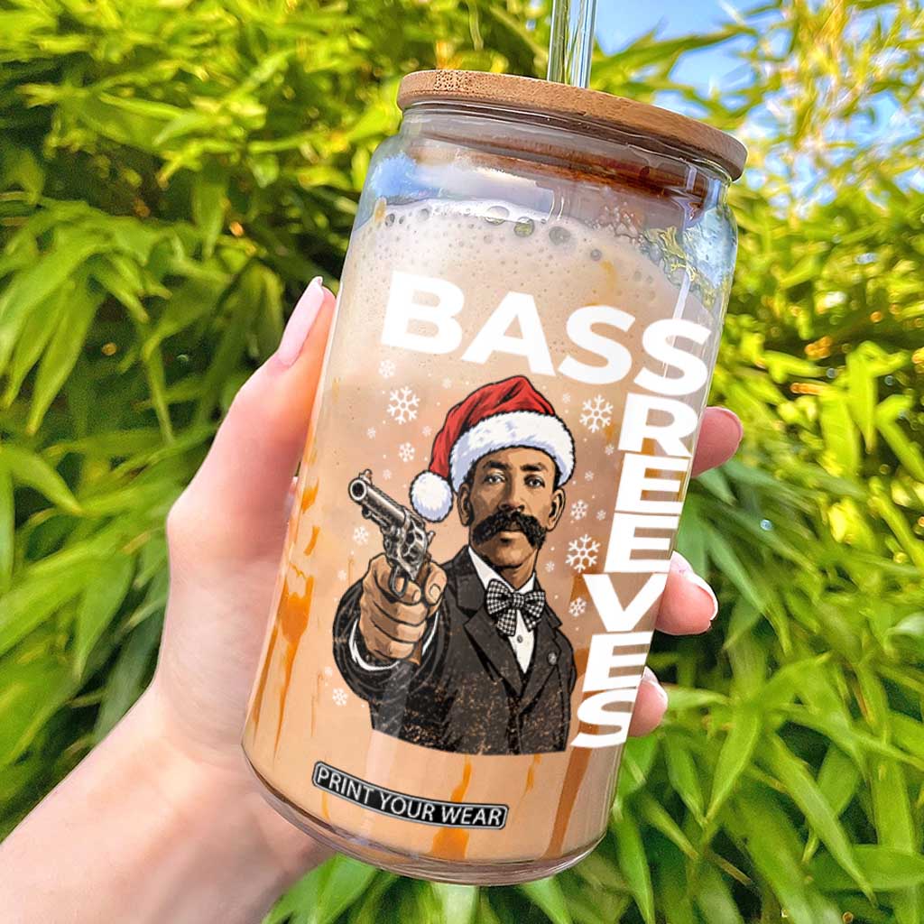 Bass Reeves Christmas Deputy US Marshal Santa Hat Glass Can Wild West History Holiday Gift