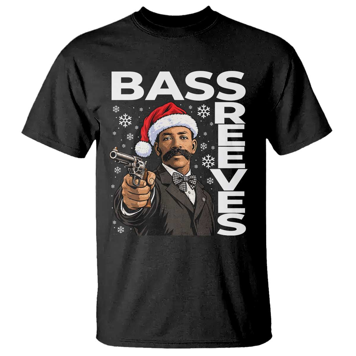 Bass Reeves Christmas Deputy US Marshal Santa Hat T Shirt Wild West History Holiday Gift