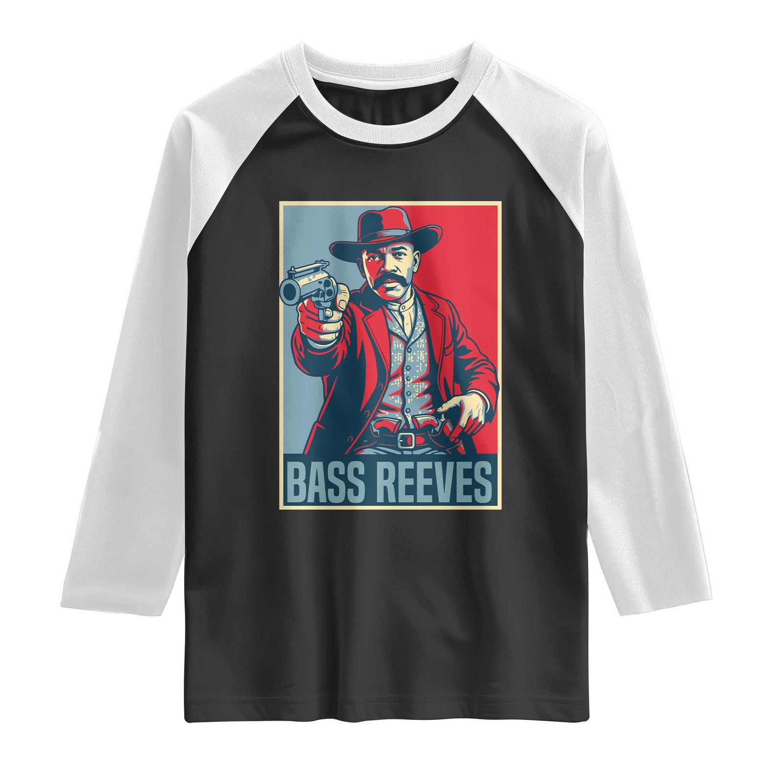 Bass Reeves Wild West Lawman Raglan Shirt Deputy Marshal Hero Vintage Poster Graphic
