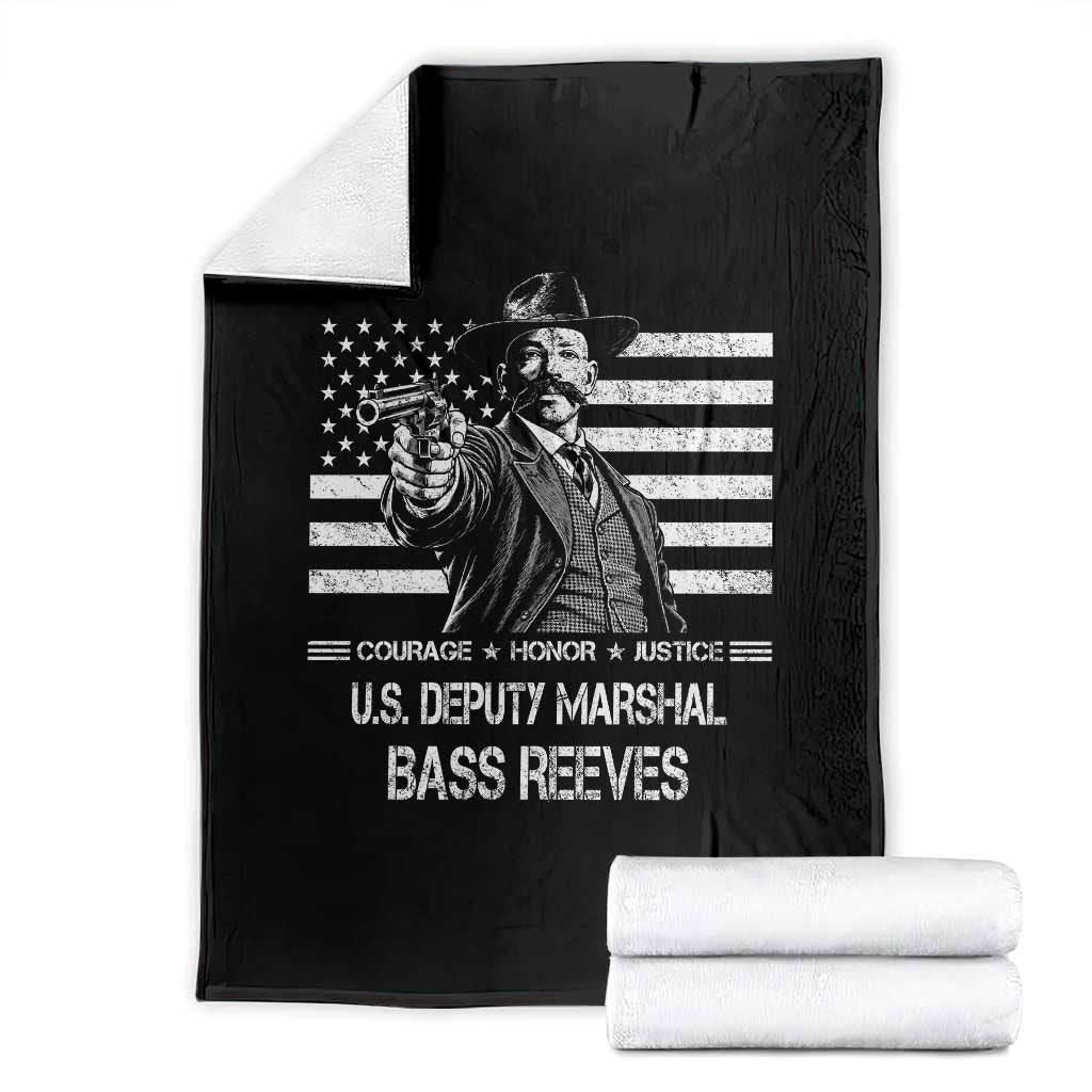 Bass Reeves American Flag US Deputy Marshal Throw Blanket Black History Western Frontier Lawman