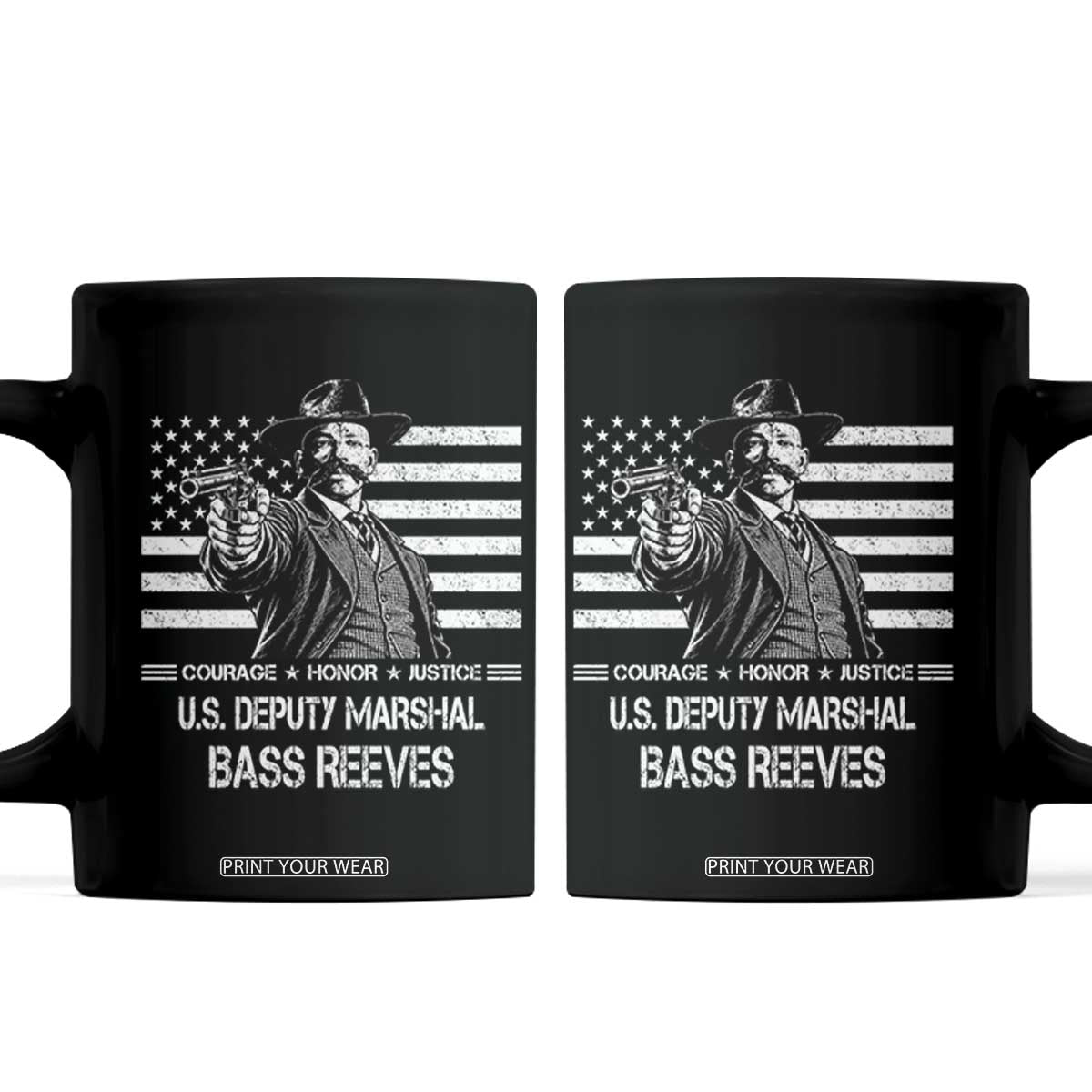 Bass Reeves American Flag US Deputy Marshal Coffee Mug Black History Western Frontier Lawman