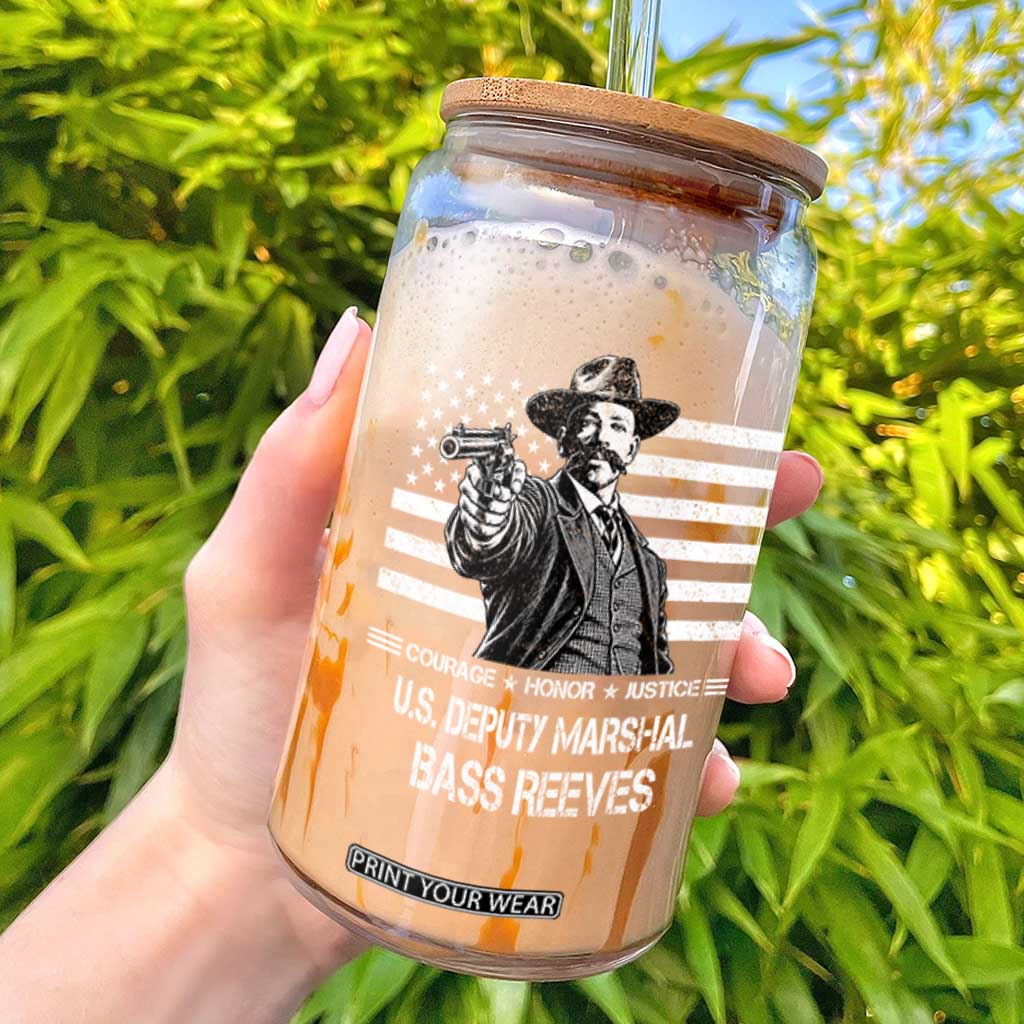 Bass Reeves American Flag US Deputy Marshal Glass Can Black History Western Frontier Lawman