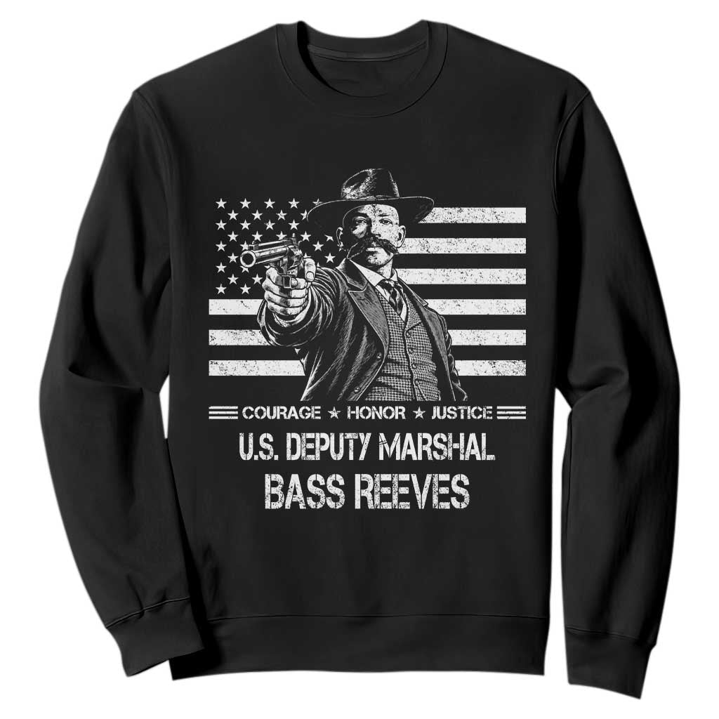Bass Reeves American Flag US Deputy Marshal Sweatshirt Black History Western Frontier Lawman