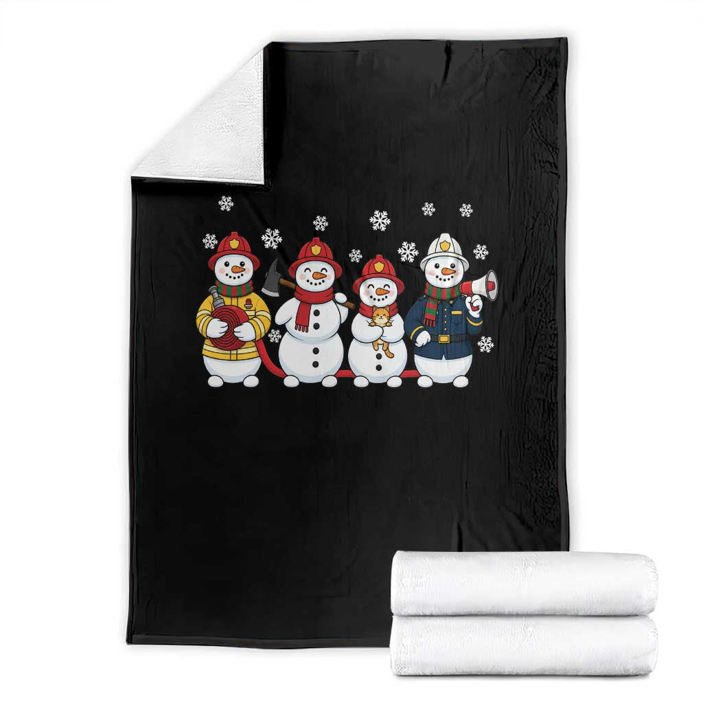 Christmas Firefighter Snowman Throw Blanket Festive Holiday First Responder Gift
