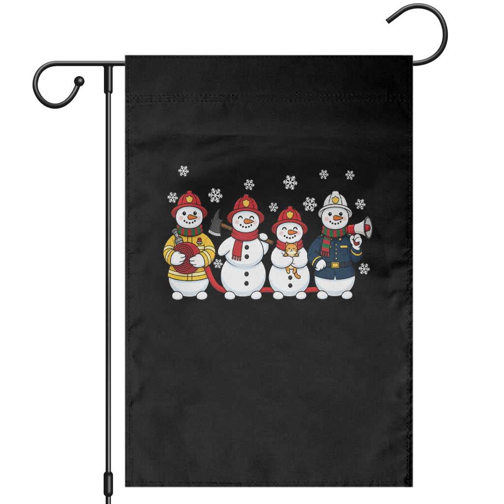 Christmas Firefighter Snowman Garden Flag Festive Holiday First Responder Gift