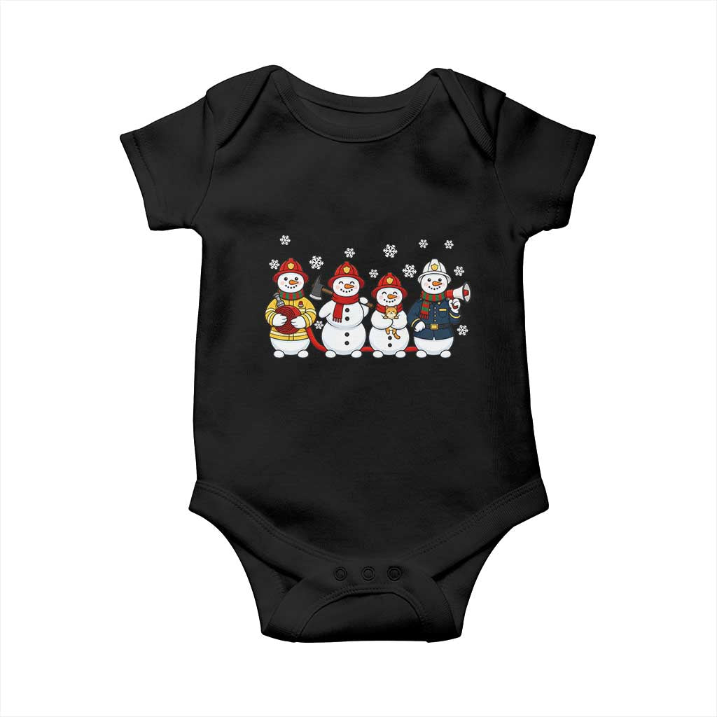 Christmas Firefighter Snowman Baby Onesie Festive Holiday First Responder Gift
