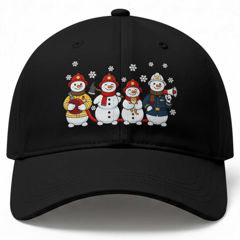 Christmas Firefighter Snowman Baseball Cap Festive Holiday First Responder Gift