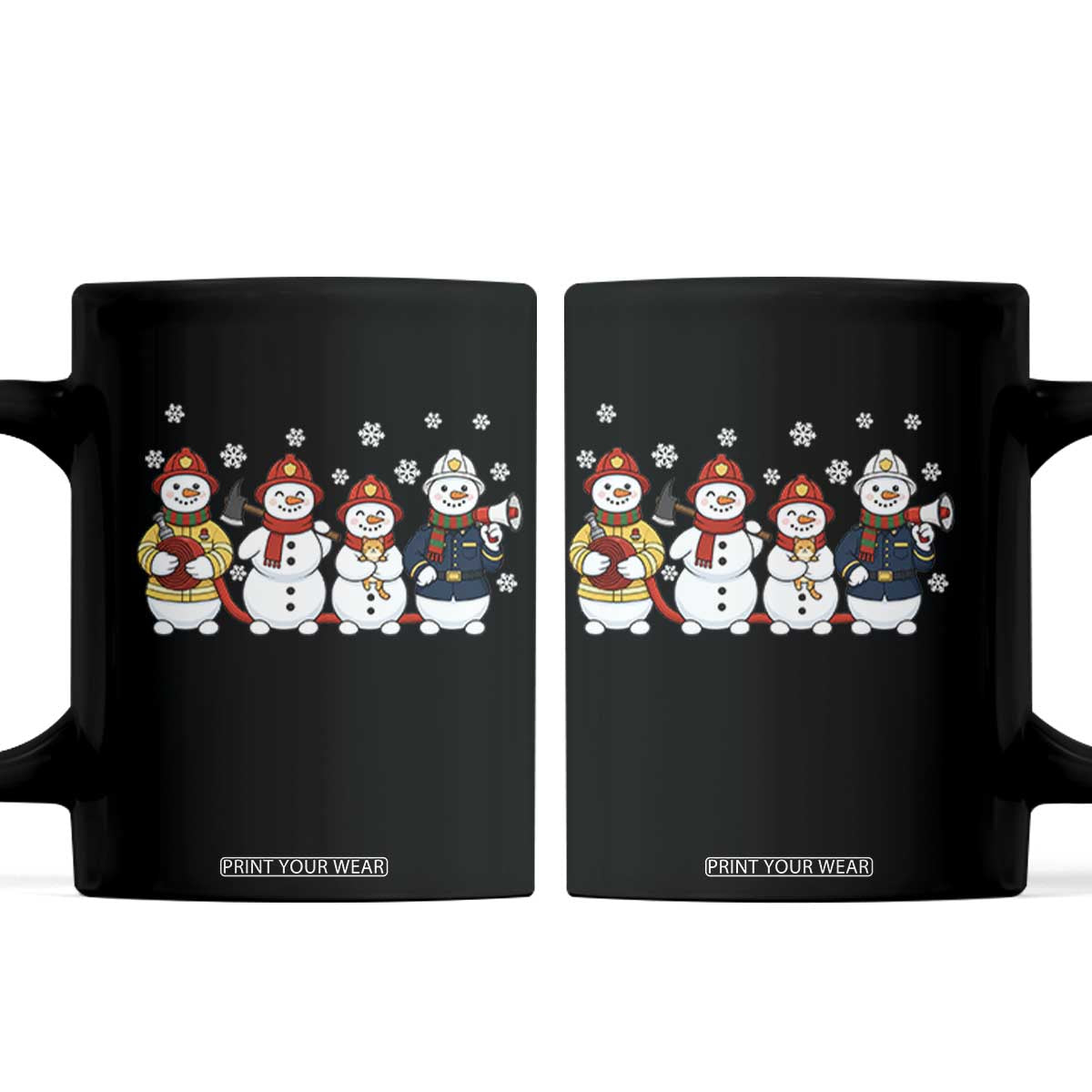 Christmas Firefighter Snowman Coffee Mug Festive Holiday First Responder Gift