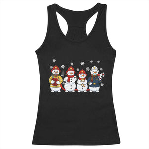 Christmas Firefighter Snowman Racerback Tank Top Festive Holiday First Responder Gift