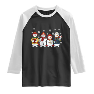 Christmas Firefighter Snowman Raglan Shirt Festive Holiday First Responder Gift
