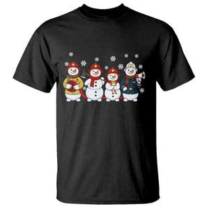 Christmas Firefighter Snowman T Shirt Festive Holiday First Responder Gift