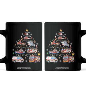 Christmas Tree Emergency Rescue Vehicles Coffee Mug First Responders Holiday Lights Gift