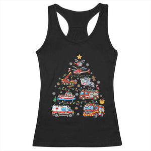 Christmas Tree Emergency Rescue Vehicles Racerback Tank Top First Responders Holiday Lights Gift