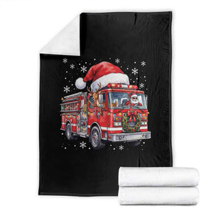 Funny Santa Reindeer Fire Truck Christmas Throw Blanket Driving Holiday Firefighter Gift