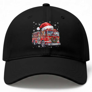 Funny Santa Reindeer Fire Truck Christmas Baseball Cap Driving Holiday Firefighter Gift