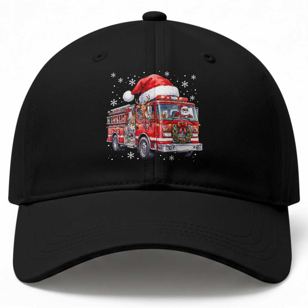 Funny Santa Reindeer Fire Truck Christmas Baseball Cap Driving Holiday Firefighter Gift