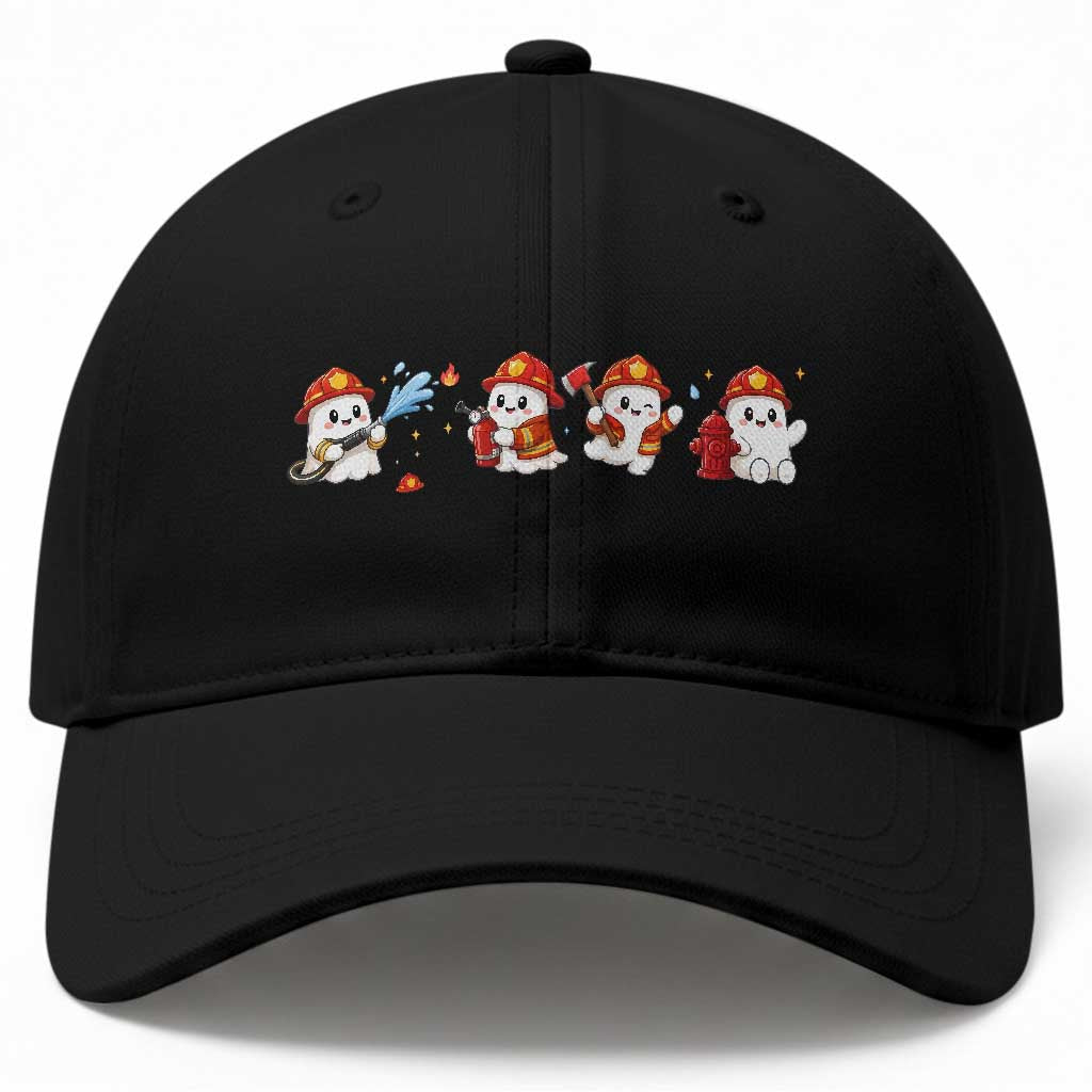 Funny Ghost Firefighter Fire Rescue Halloween Baseball Cap Spooky Fireman Season Gift