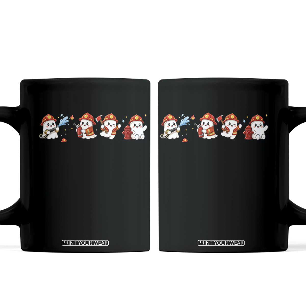 Funny Ghost Firefighter Fire Rescue Halloween Coffee Mug Spooky Fireman Season Gift