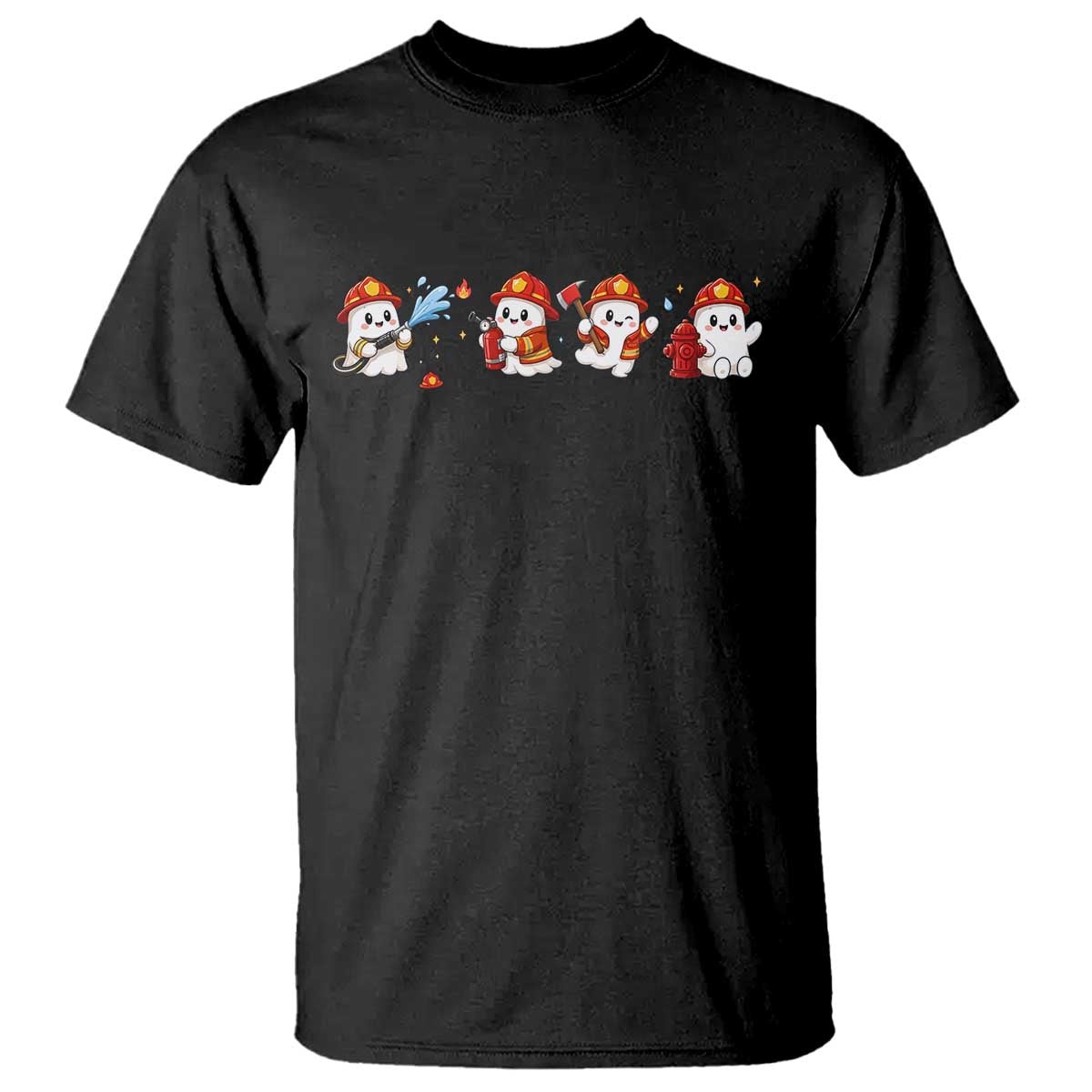 Funny Ghost Firefighter Fire Rescue Halloween T Shirt Spooky Fireman Season Gift