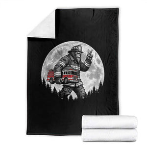 Bigfoot Firefighter Fire Truck Throw Blanket Funny Sasquatch Rescue First Responder