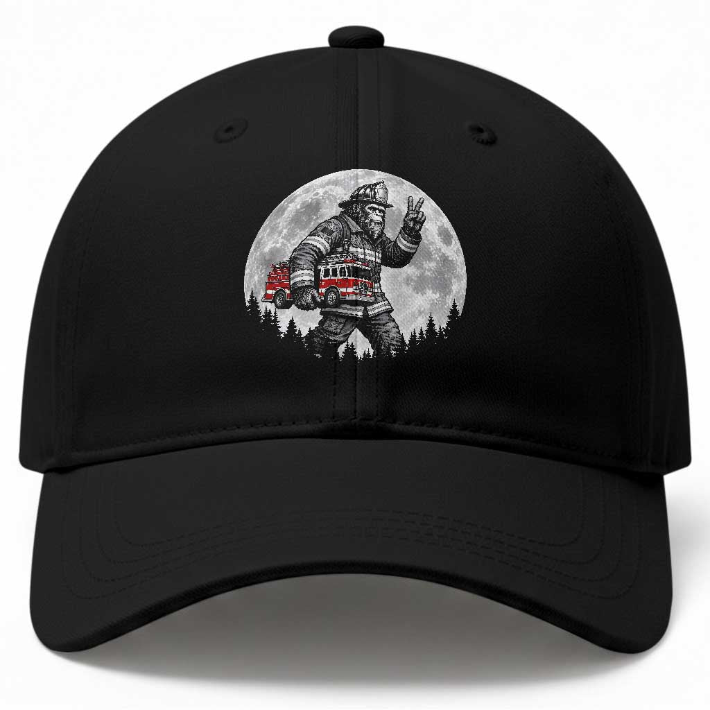 Bigfoot Firefighter Fire Truck Baseball Cap Funny Sasquatch Rescue First Responder