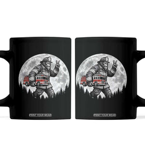 Bigfoot Firefighter Fire Truck Coffee Mug Funny Sasquatch Rescue First Responder