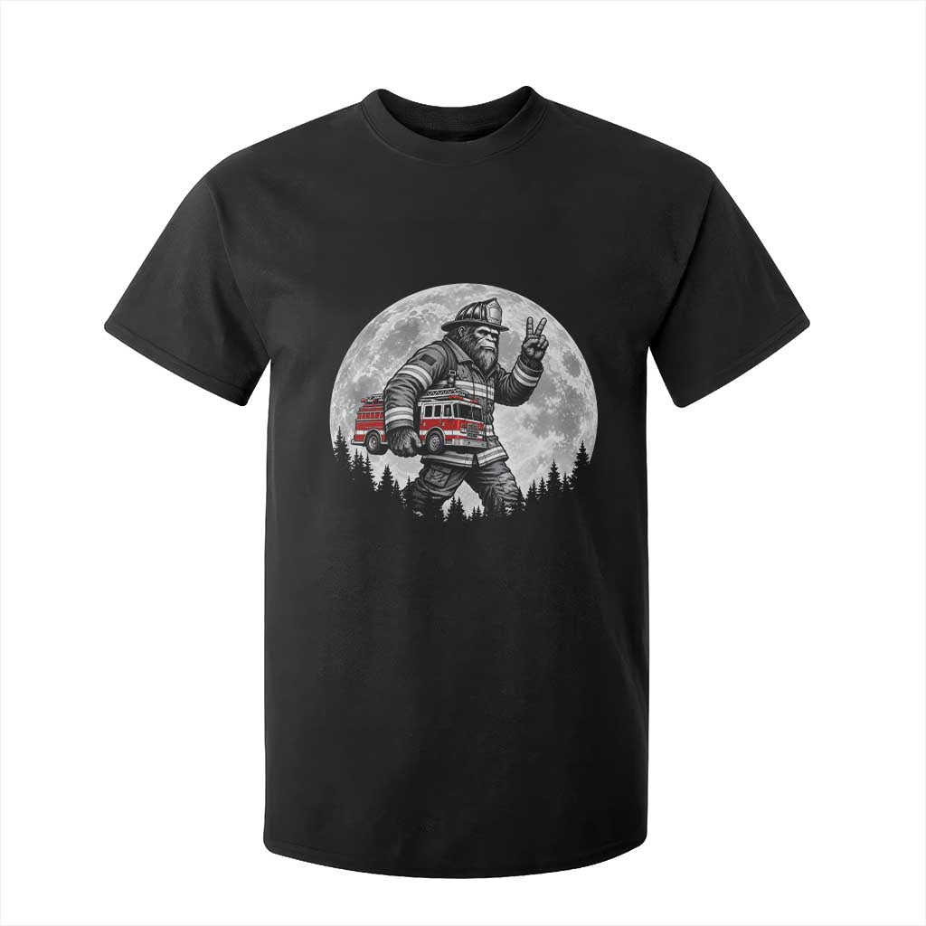 Bigfoot Firefighter Fire Truck T Shirt For Kid Funny Sasquatch Rescue First Responder