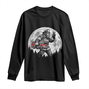 Bigfoot Firefighter Fire Truck Long Sleeve Shirt Funny Sasquatch Rescue First Responder