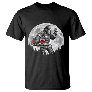 Bigfoot Firefighter Fire Truck T Shirt Funny Sasquatch Rescue First Responder