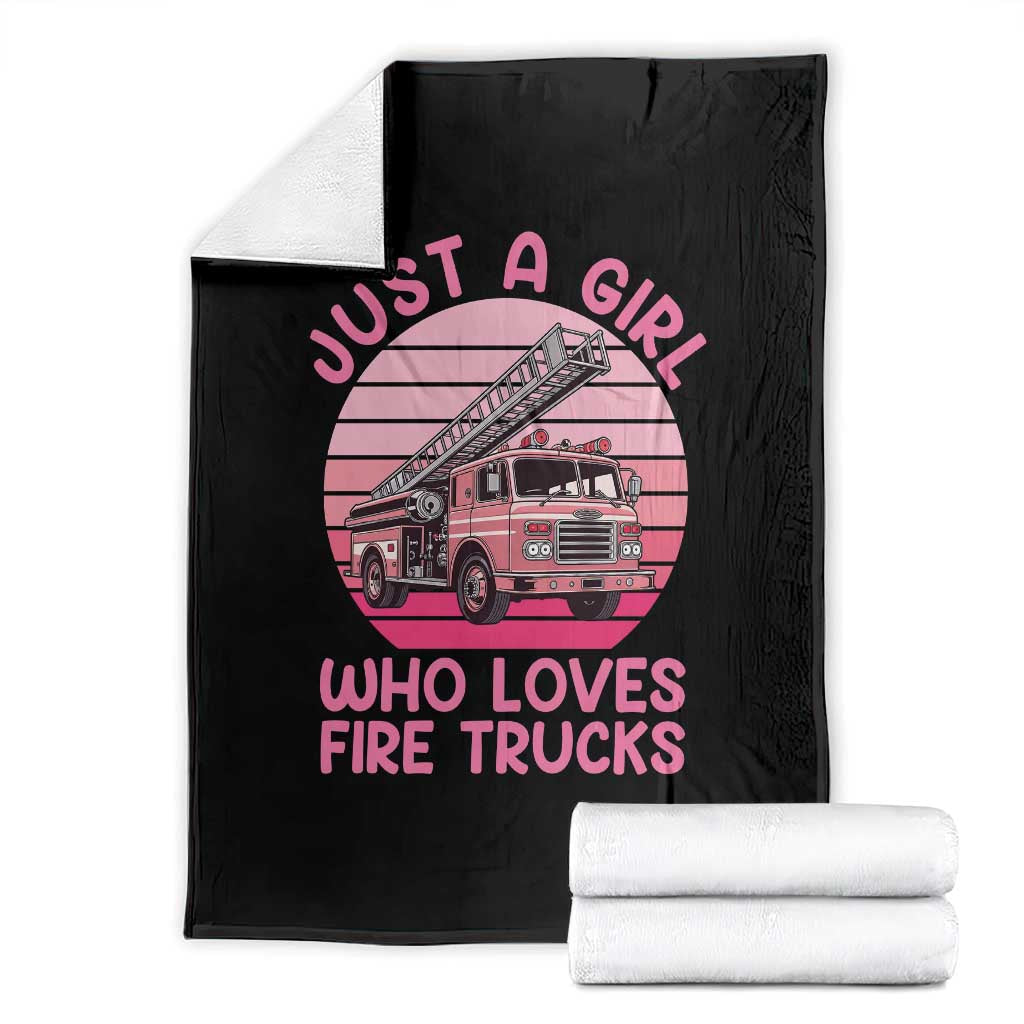 Just A Girl Who Loves Fire Trucks Throw Blanket Retro Firefighter Rescue Lover Gift