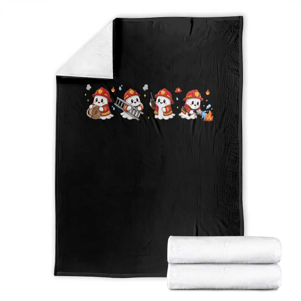 Funny Halloween Firefighter Throw Blanket Ghost Fireman Spooky Season Holiday Gift