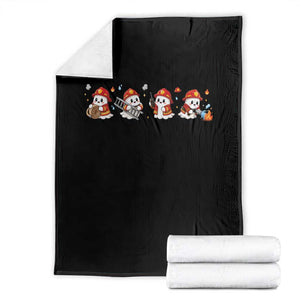 Funny Halloween Firefighter Throw Blanket Ghost Fireman Spooky Season Holiday Gift