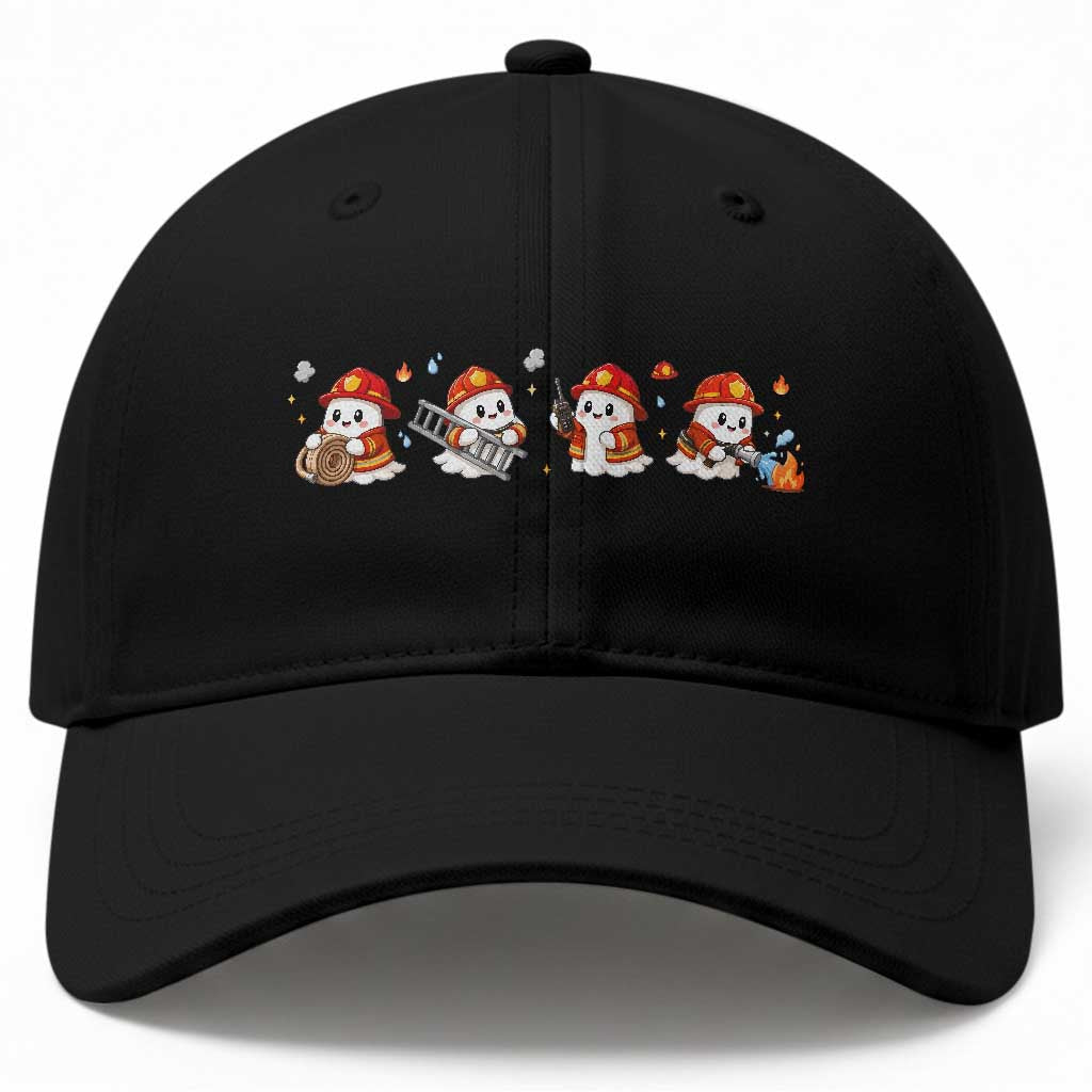 Funny Halloween Firefighter Baseball Cap Ghost Fireman Spooky Season Holiday Gift