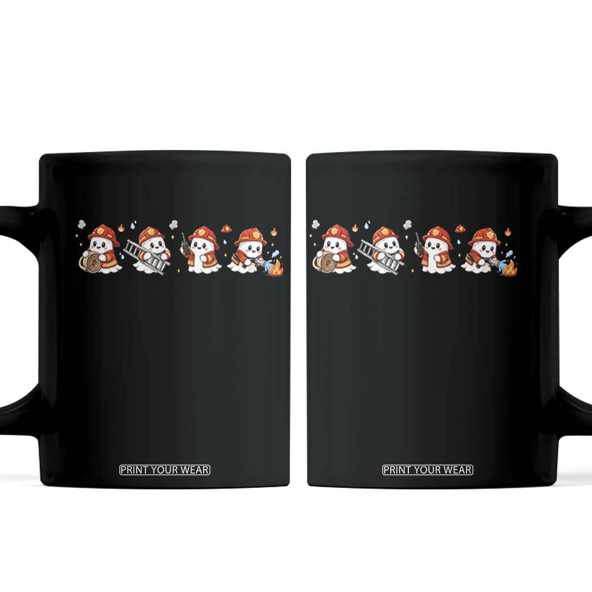 Funny Halloween Firefighter Coffee Mug Ghost Fireman Spooky Season Holiday Gift