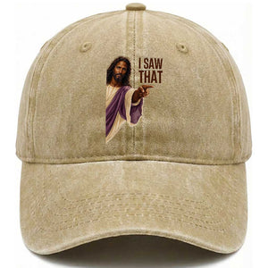 Funny Black Jesus Christian Washed Cotton Baseball Cap I Saw That Pointing Finger