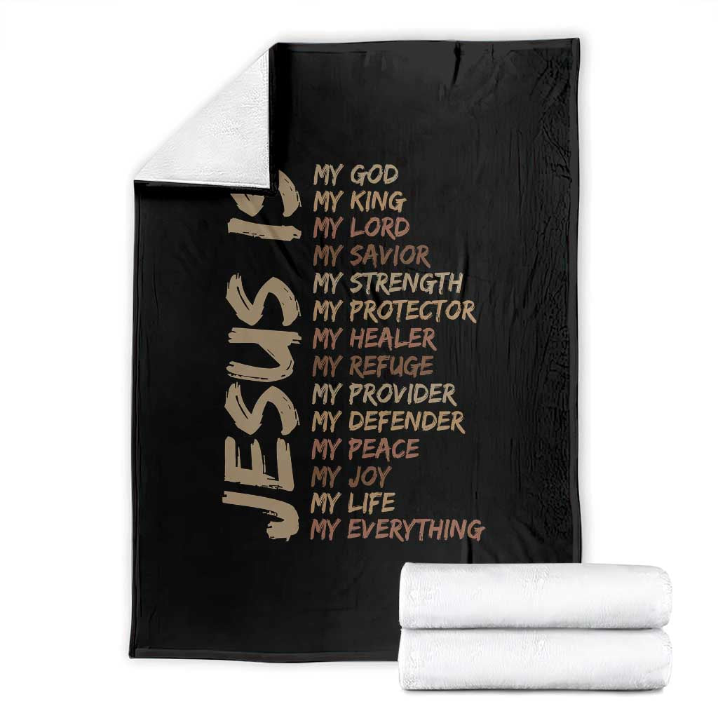 Black Jesus Christian Gift Throw Blanket My God My King My Savior Religious Faith
